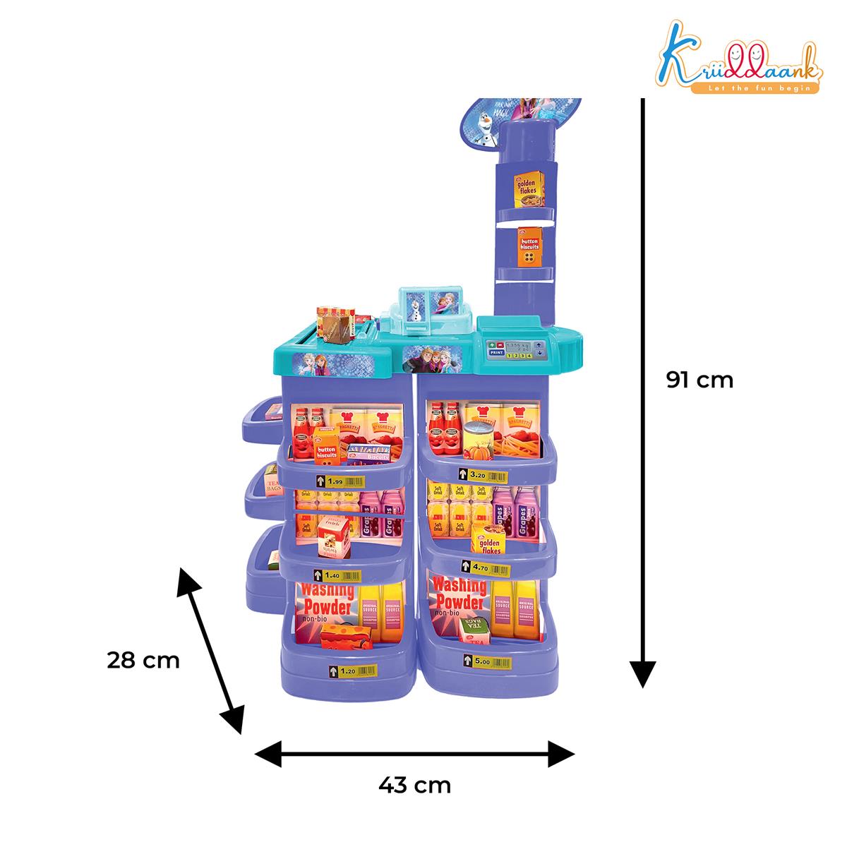 Frozen Supermarket Set for Kids - Grocery Store Playset with Electronic Cash Register, Scanner, Sound & Music, 20 Accessories | Elsa & Anna Disney Theme Toy for Kids Ages 5+ (Turkish Blue)