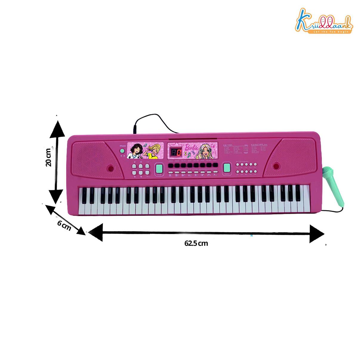 Barbie Kids Keyboard Piano - 61 Key Digital Electronic Organ for Girls with Microphone, 16 Instrument Sounds, 10 Rhythms, Dual Power (USB/Battery), Musical Educational Toy for Ages 3+ (Pink)