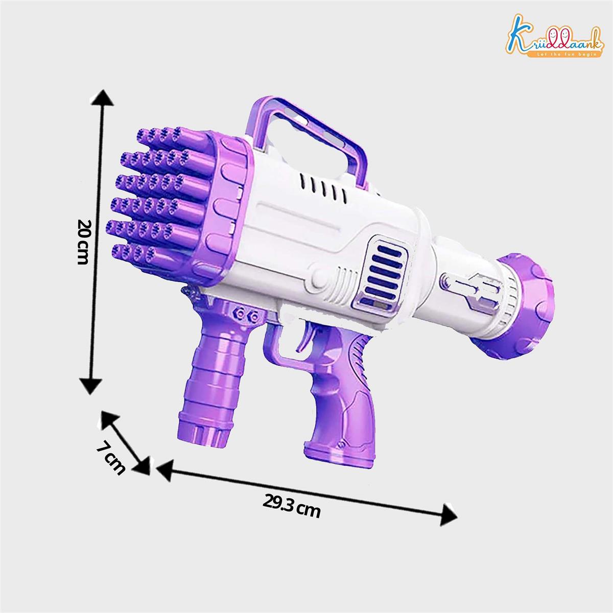 Kriiddank Automatic 36-Hole Bubble Gun Blaster for Kids | Musical Battery Operated Bubble Blower Machine with Solution & Tray | Fun Outdoor Summer Toy & Birthday Gift for Boys & Girls 3+ Years