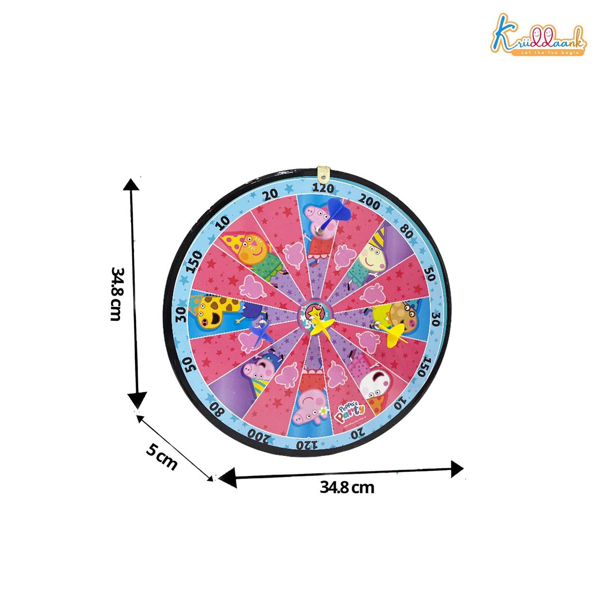 Kriiddaank Peppa Pig 2-in-1 Dartboard & Ludo Game for Kids - Safe Magnetic Indoor Target Game with Darts - Double-Sided MDF Board for Focus & Coordination - Perfect Birthday Gift for Boys & Girls