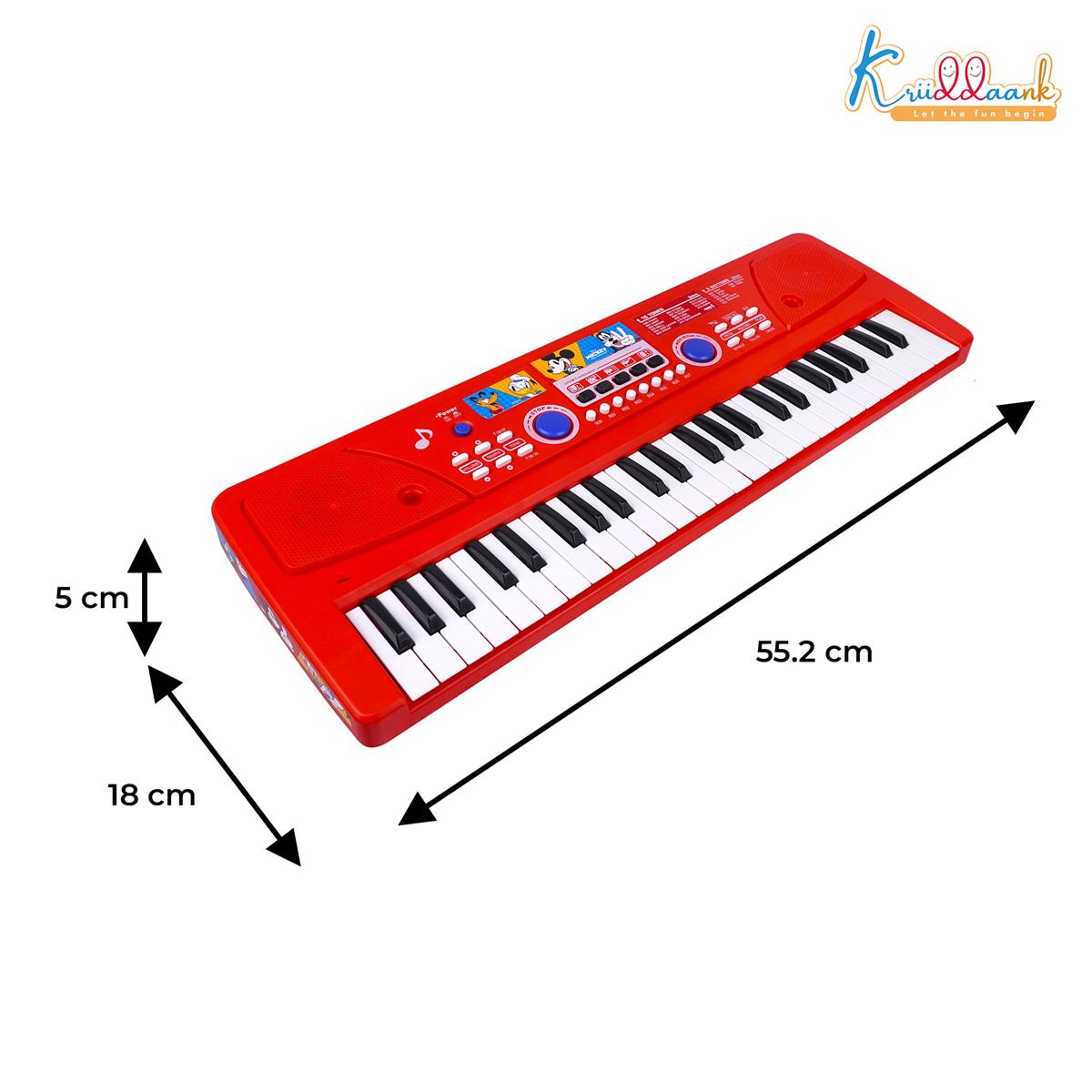 Mickey Theme Kids Keyboard Piano with Microphone - 37 Keys, 8 Instrument Sounds, 16 Rhythms, Dual Power (USB/Battery), Educational Musical Toy for Toddlers Boys Girls Age 3+ - Red KD-500-MK