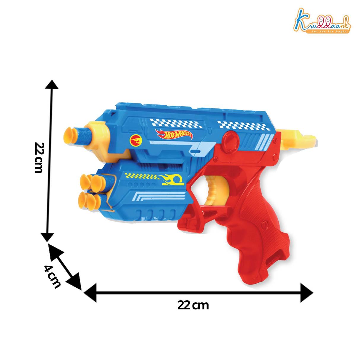 Hot Wheels Blaster Gun Toy for Kids - Soft Bullet Foam Blaster with 10 Darts, Target Board & Safety Glasses - Action Shooting Game Toy for Boys & Girls Age 4+ (Blue)