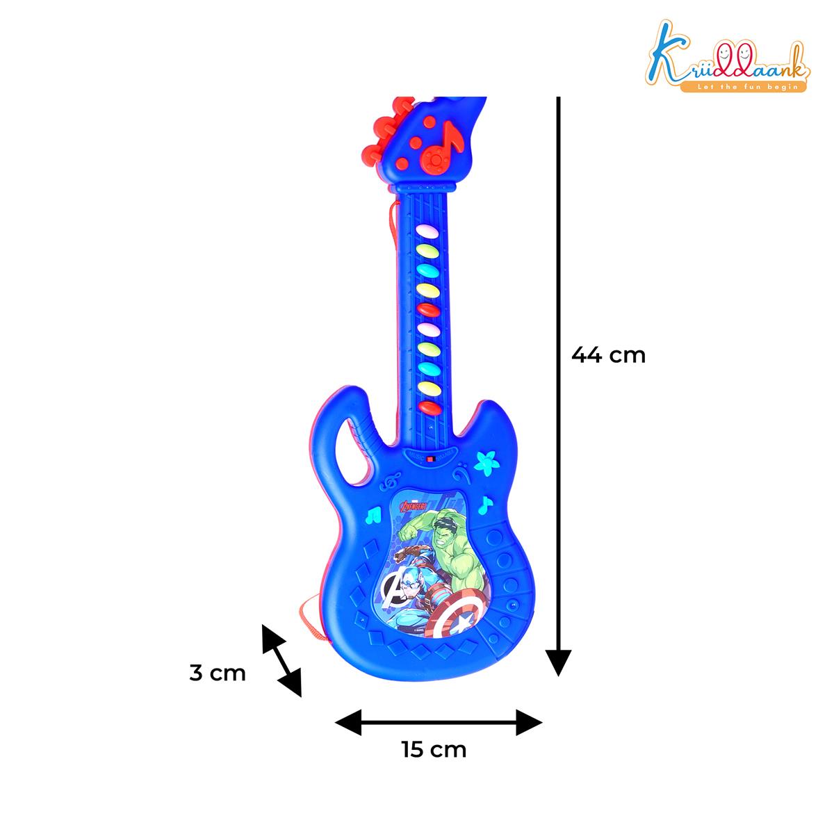Marvel Avengers Theme Musical Guitar for Kids - Superhero Electric Toy with Lights & Sound, Battery Operated Junior Rockstar Guitar, Red Musical Instrument for Boys & Girls Age 3+ Years