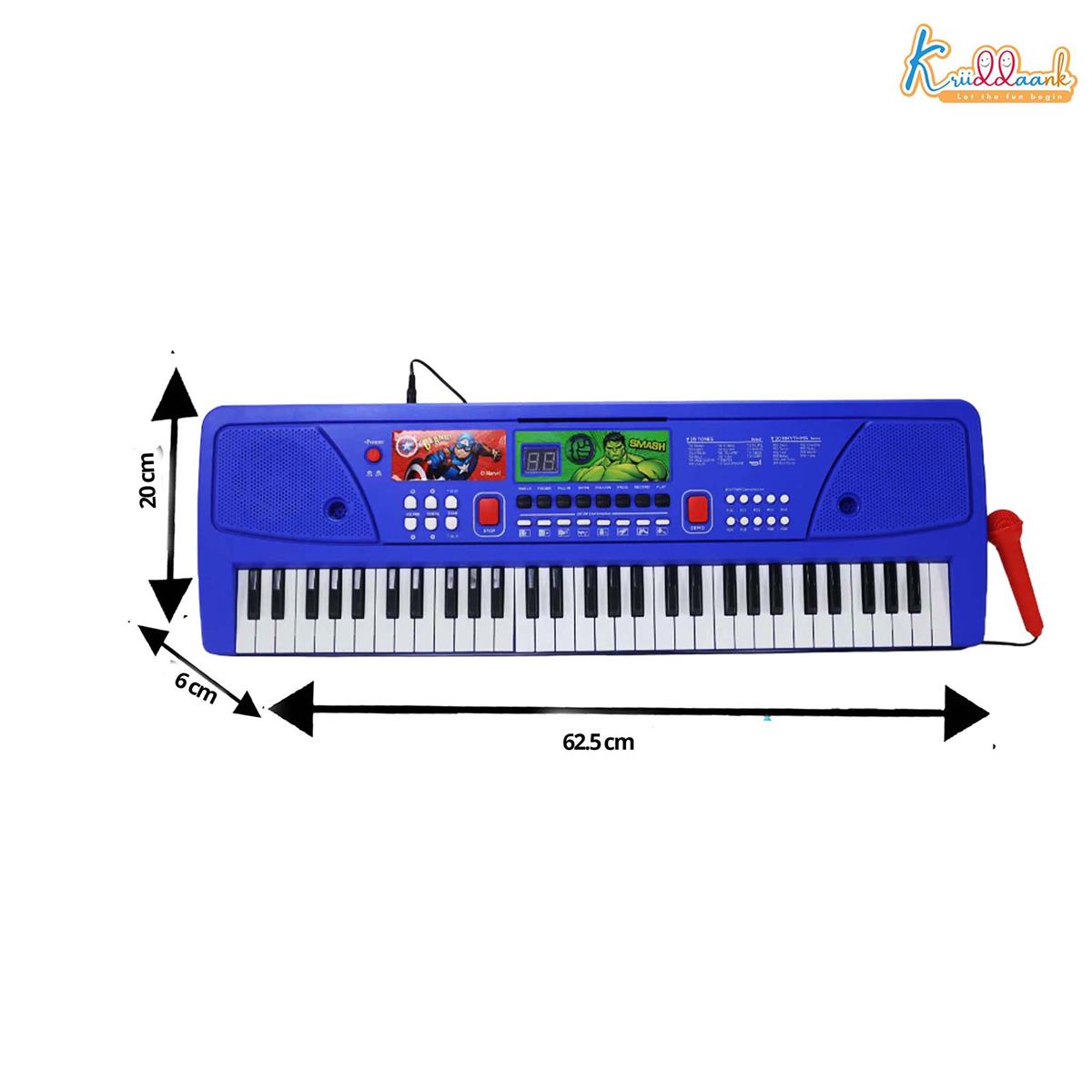 Avengers Keyboard Piano for Kids - 61 Scale Organ Keys with Digital Screen & Microphone - 16 Instrument Sounds, 10 Rhythms, Record & Playback - Educational Musical Toy for Boys & Girls 3+ (USB/Battery