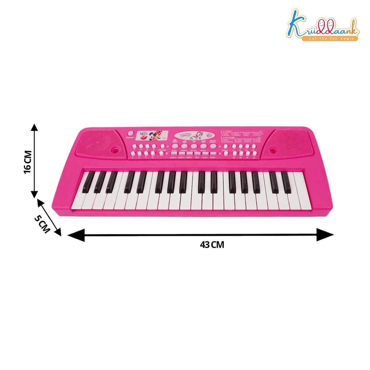 Minnie Keyboard Piano for Kids - 37 Keys Musical Toy with Microphone, 8 Rhythms, 8 Tones & USB Power - Educational Learning Instrument & Gift for Girls Ages 3+ (Pink)