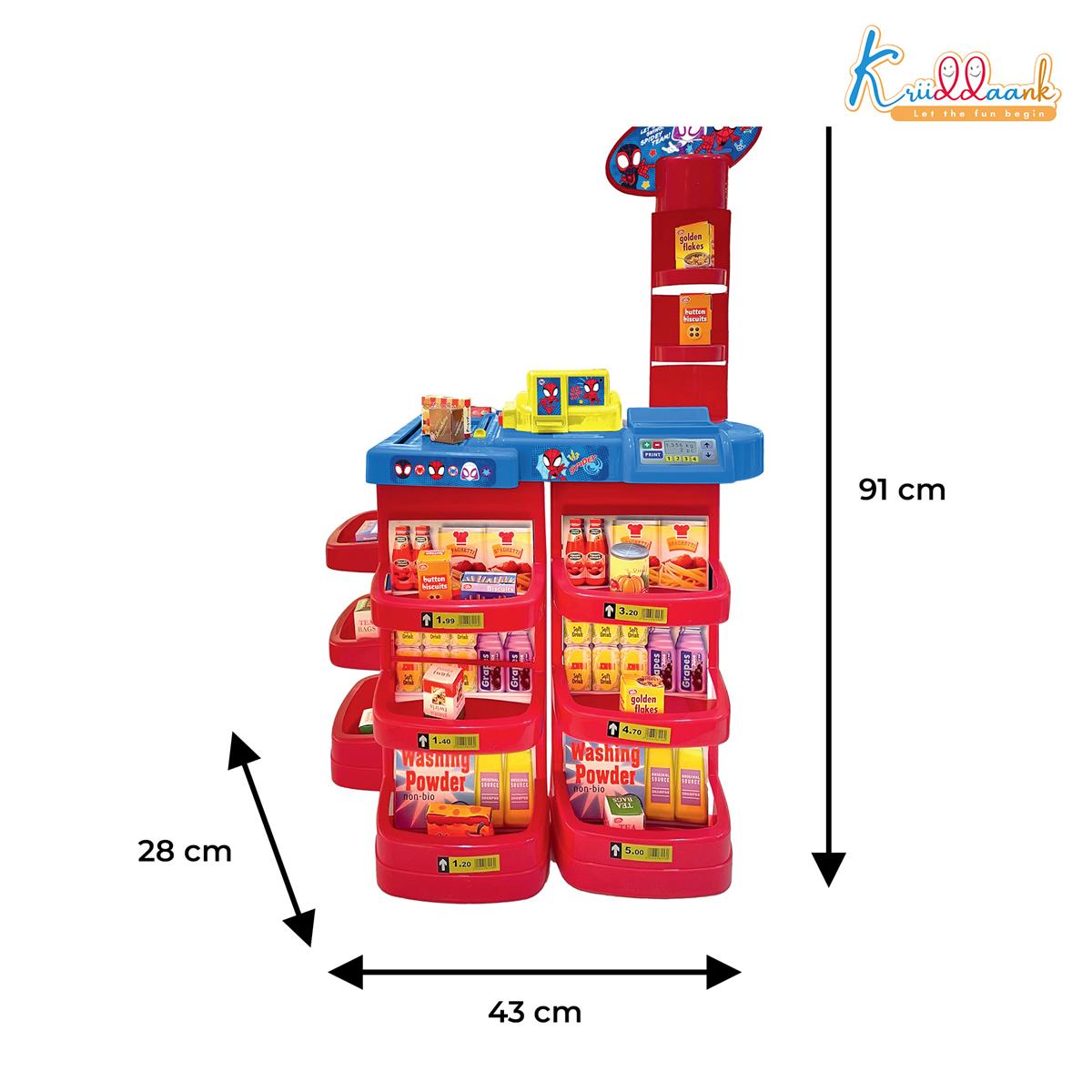 Spiderman Super Market Interactive Grocery Store Playset for Kids 5+ Years - Electronic Cash Register with Sound, Weighing Scale & 20 Shop Accessories - Marvel Avengers Pretend Play Toy, 91cm Tall