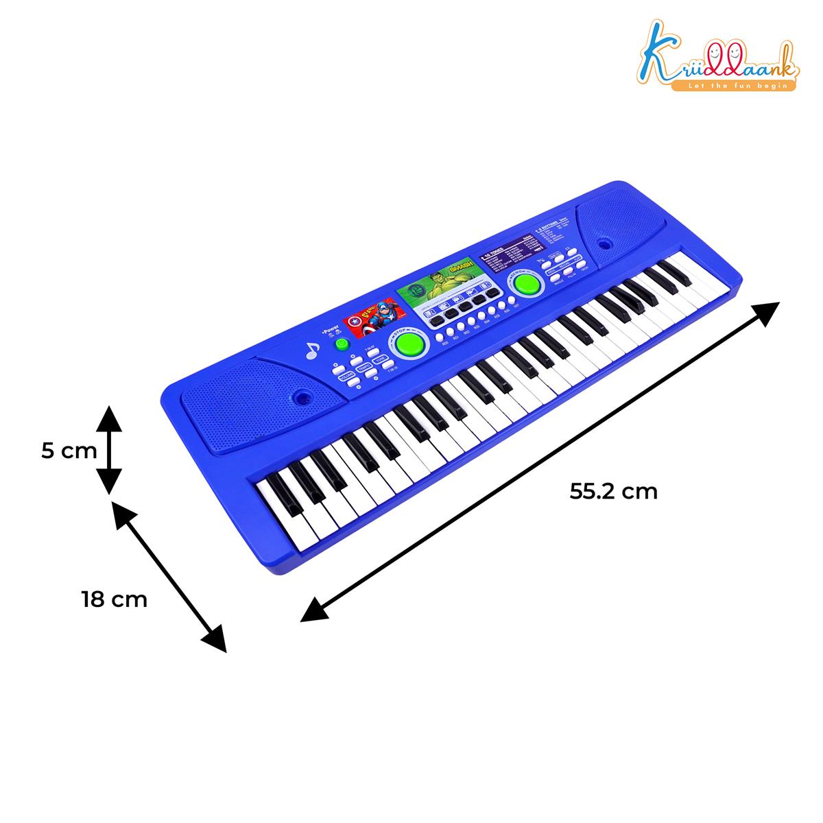 Marvel Avengers Keyboard Piano for Kids - 50 Keys Electronic Musical Instrument with 16 Rhythms, 8 Instrument Sounds, High-Quality Microphone, Dual Power (Battery/USB) - Educational Toy for Ages 3+
