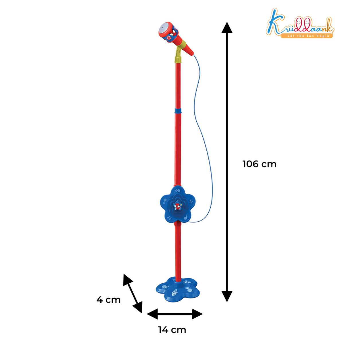 Spiderman Microphone Stand for Kids - Portable Karaoke Set with Adjustable Stand (up to 106cm), Bluetooth & USB Connectivity - Musical Singing Toy for Boys & Girls Age 3+