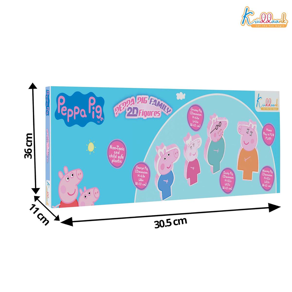 Kriiddaank Peppa Pig 2D Family Figure Fun Pack | Includes Peppa, George, Mummy & Daddy Pig | Non-Toxic Preschool Character Toy Set for Kids Ages 3+ | Ideal Birthday & Return Gift for Toddlers