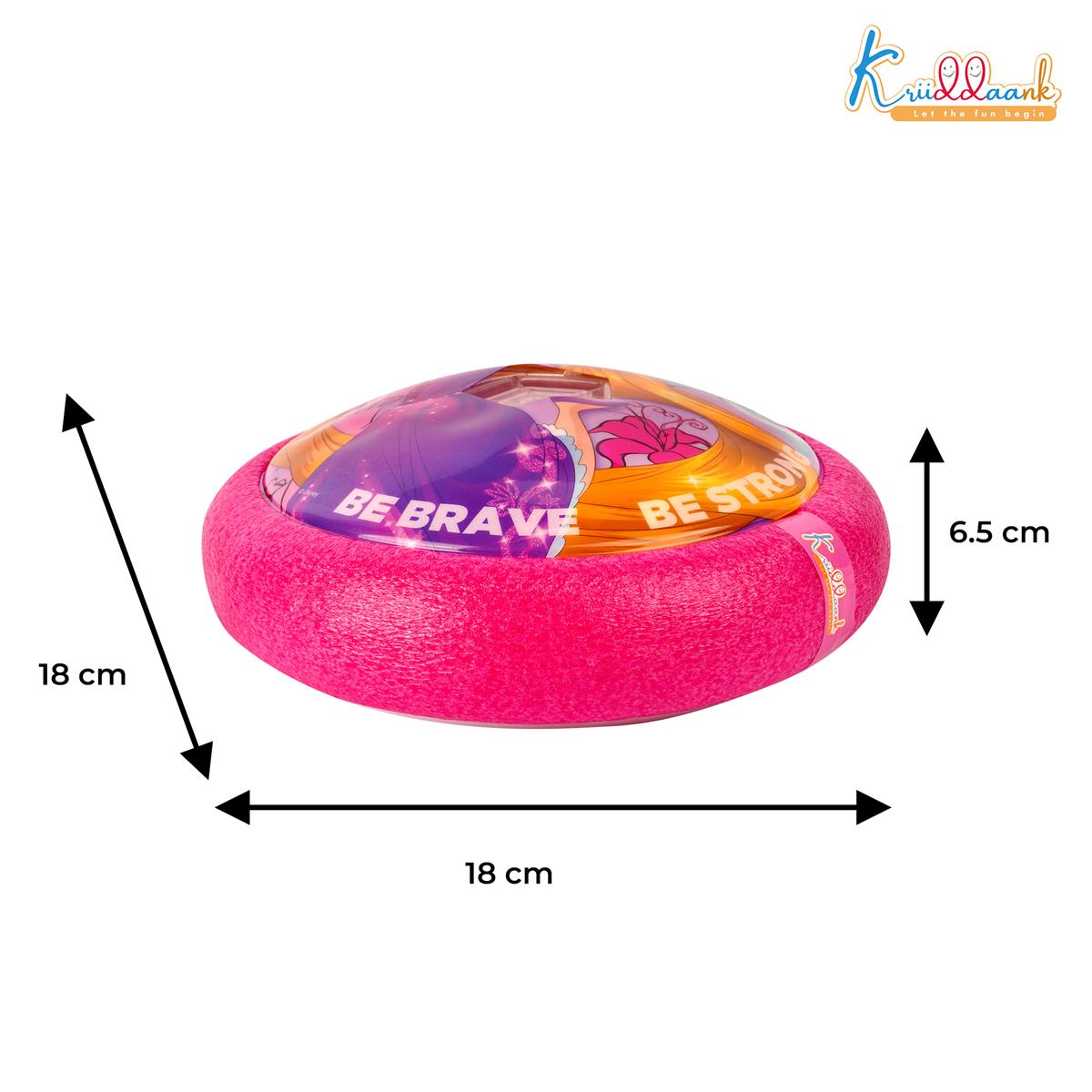 Disney Princess Hover Football - Indoor Air Power Soccer Ball with LED Lights & Foam Bumper - Pink Gliding Toy for Kids, Safe Smooth Surface Play, Birthday Gift for Girls Ages 3+