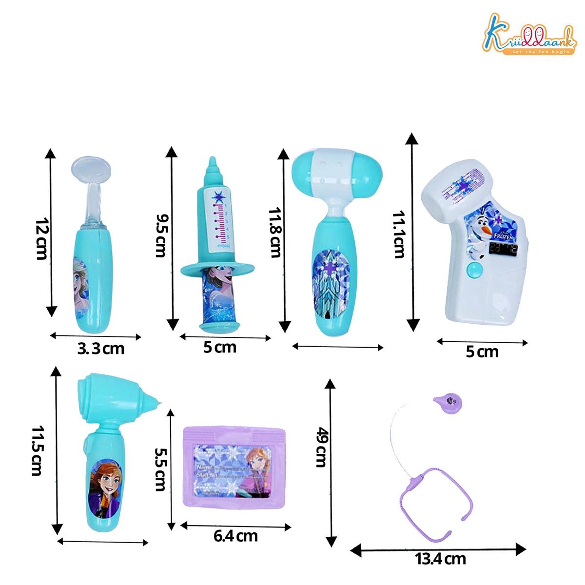 Kriiddaank Frozen Doctor Kit for Kids - 8 Piece Medical Play Set with Stethoscope, Syringe & Accessories - Non-Electric Pretend & Role Play Toy for Girls 3+ Years (Turkish Blue)