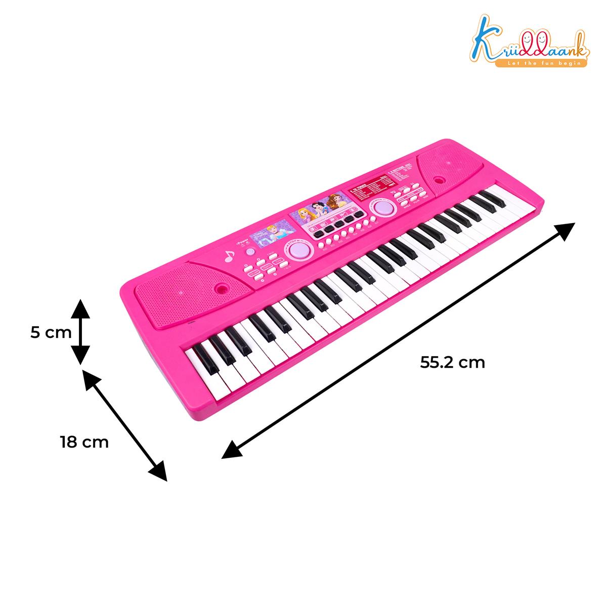 Princess Keyboard Piano for Girls - 50 Keys (49 Scale Organ) with Microphone, 16 Rhythms, 8 Instrument Sounds, USB & Battery Powered Educational Musical Toy for Kids Age 3+ (Pink)
