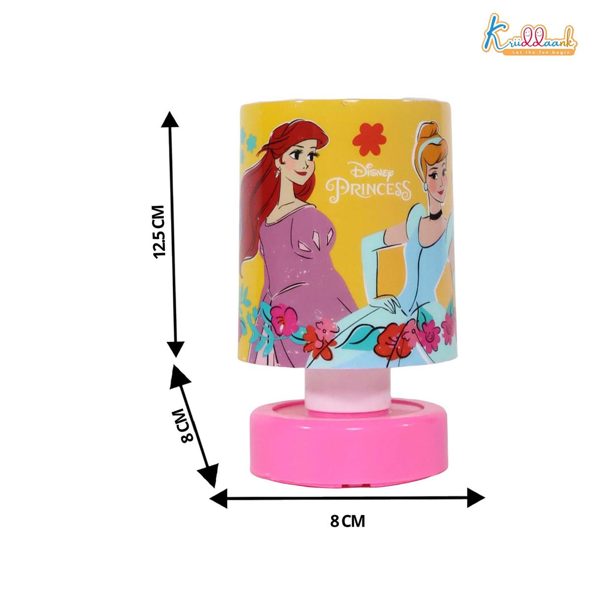 Disney Princess LED Night Light for Kids - Portable Push & Glow Table Lamp for Study, Bedroom & Decoration - Safe, Battery-Operated Desk Light for Girls, 3+ Years (Pink/Multicolour)