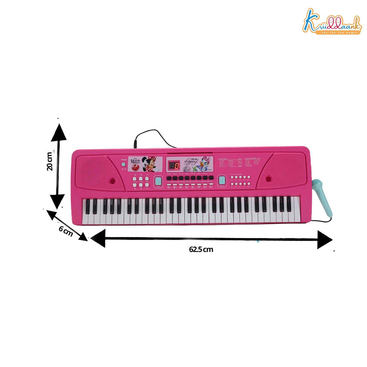 Disney Minnie Mouse 61-Key Keyboard Piano for Kids - Musical Toy with Microphone, Digital Screen, 17 Instrument Sounds, Recording Mode & USB Power - Pink Educational Gift for Toddlers Age 3+