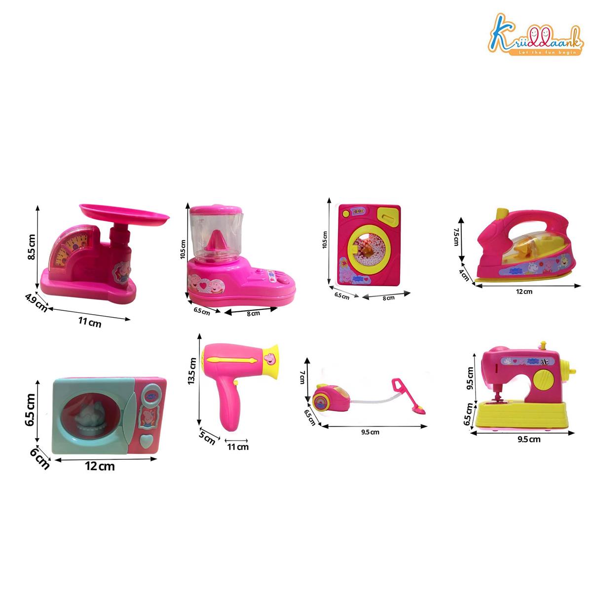 Hasbro Peppa Pig 8-Piece Household Role Play Set - Mini Home Appliances Kit with Toy Washer, Vacuum & More - Educational Pretend Play Toy for Kids Ages 3+ (Pink/Multicolor)