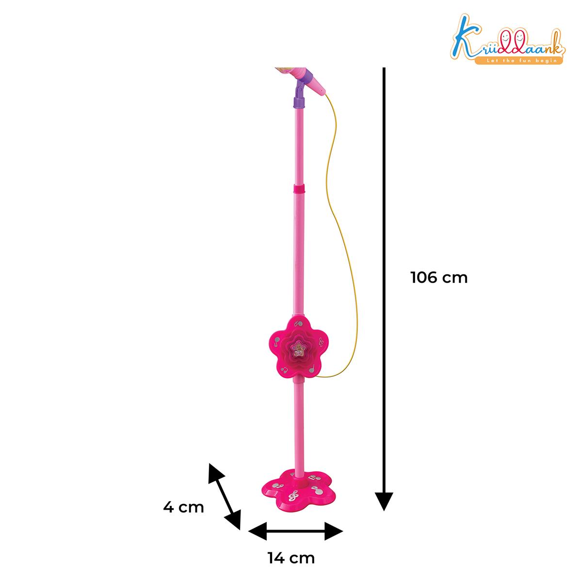 Disney Princess Portable Karaoke Microphone for Kids with Adjustable Stand (Up to 106cm) - Pink Wireless Musical Toy for Girls, Bluetooth & USB Connectivity, Ages 3+