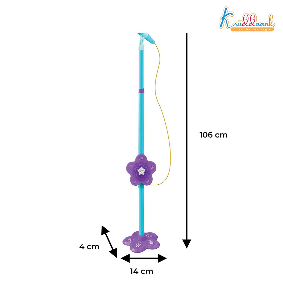Kriiddaank Frozen Theme Karaoke Microphone with Adjustable Stand for Kids - Elsa & Anna Portable Wireless Singing Toy, Bluetooth & USB Connectivity, Educational Music Toy for Girls & Boys Ages 3+