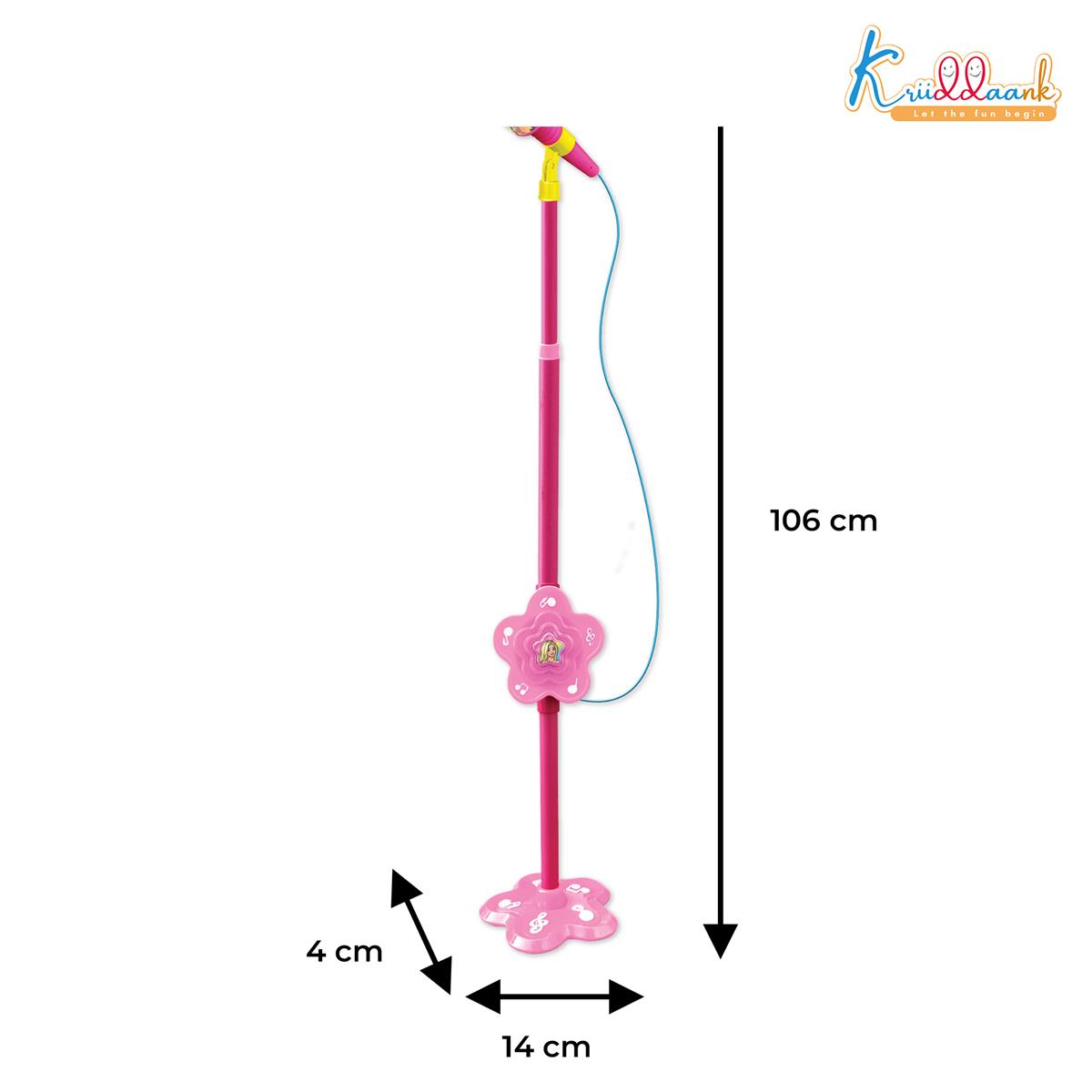 Mattel Barbie Theme Microphone - Portable Wireless Karaoke Mic with Adjustable Stand for Kids, Bluetooth & USB Connectivity, Interactive Musical Singing Toy for Girls 3+ Years, Pink