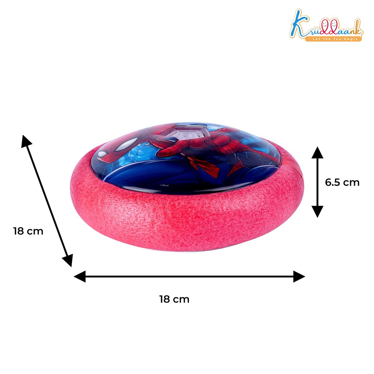 Spiderman Hover Football Toy for Kids - Air Power Indoor Soccer Ball with LED Lights & Soft Foam Bumper - Safe Floor Glider for Home Play - Superhero Themed Birthday Gift for Boys and Girls 3+