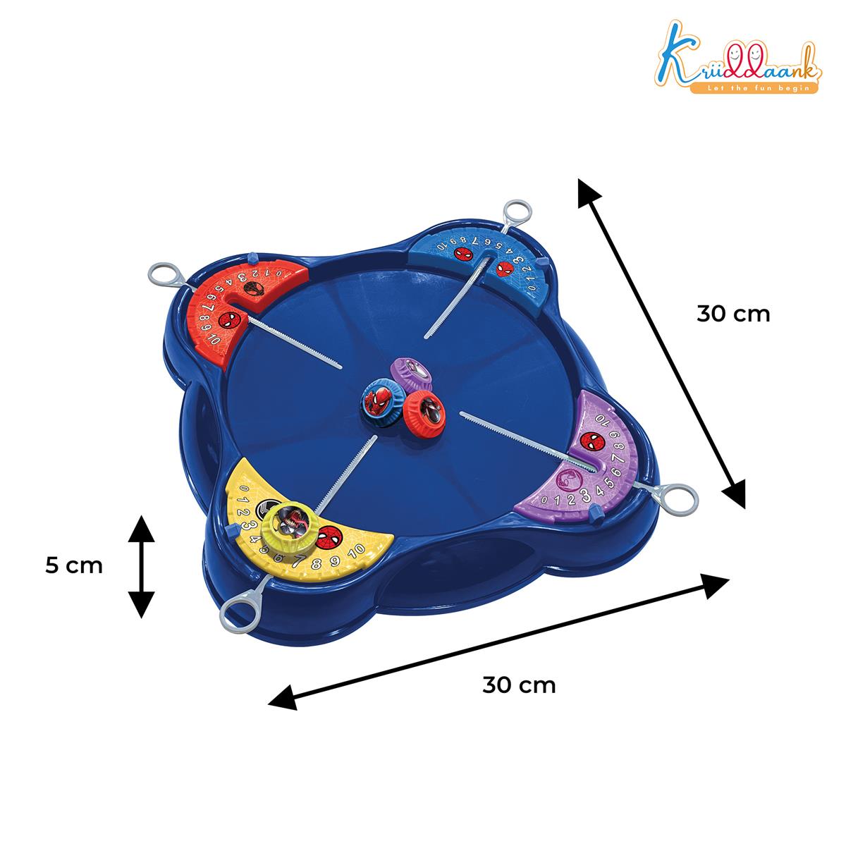Kriiddaank Spiderman-Inspired Spinning Top Set - 5-Piece Battling Toy for Kids 5+, Includes Arena Base, 4 Rip Cords & 4 Color Tops, Action-Packed Multiplayer Fun for Boys & Girls