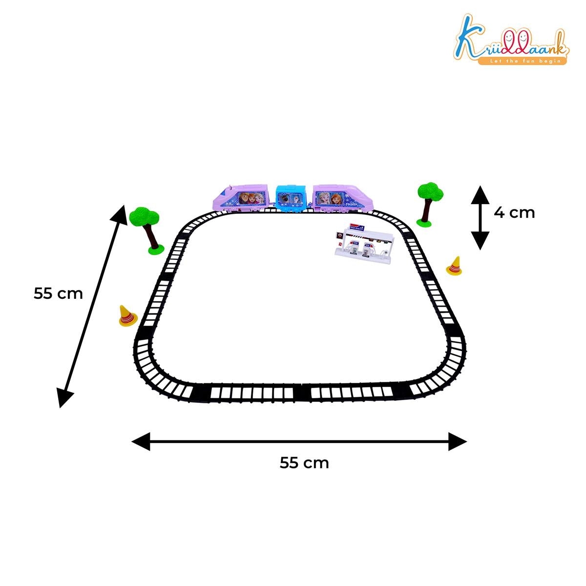 Kriiddaank Frozen Theme Train Set - Disney Elsa & Anna Battery Operated Toy Playset for Girls, 21 Pieces Easy-to-Assemble Tracks with Sound Effects, Educational Gift for Kids 3+ Years, Turkish Blue