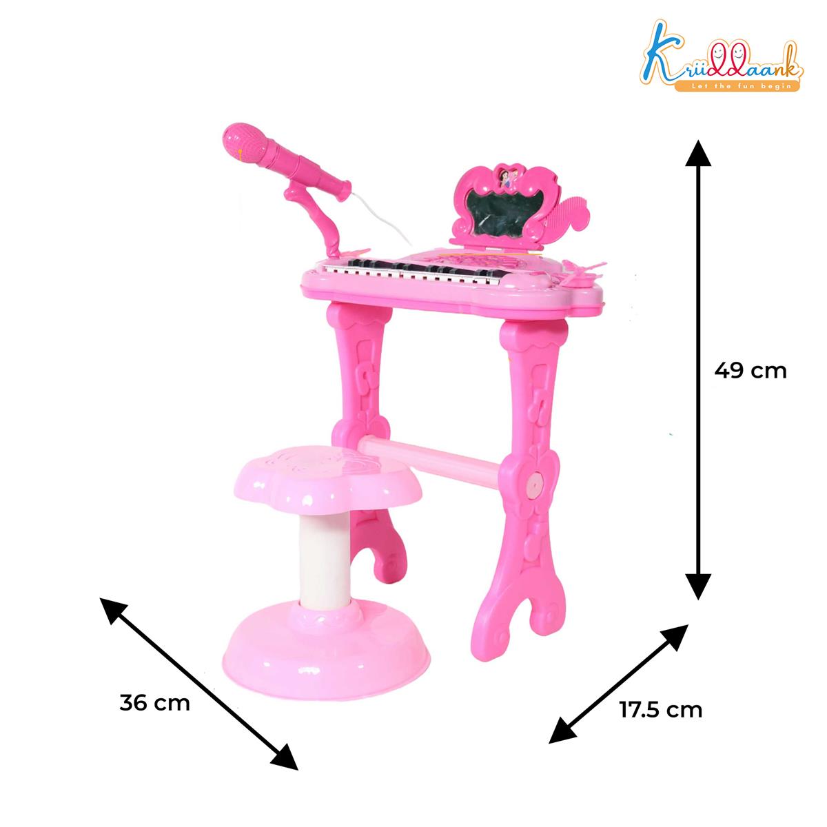 Disney Princess Little Pianist Keyboard Toy with Microphone & Stool - Karaoke Function, 25 Built-in Tunes, Dual Power Mode (USB/Battery) - Pink Musical Educational Gift for Girls Ages 3+