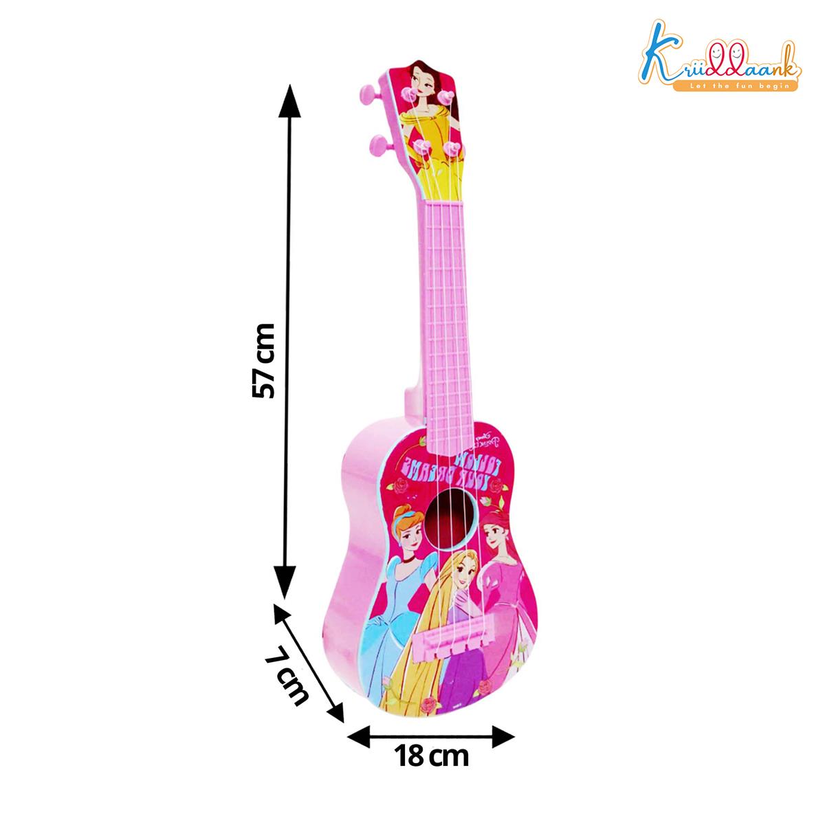 Disney Princess Theme Big Guitar Toy for Girls - 4-String Pink Musical Instrument for Kids Age 3+, Educational & Interactive Play, Perfect Birthday Gift for Little Musicians (57 cm)