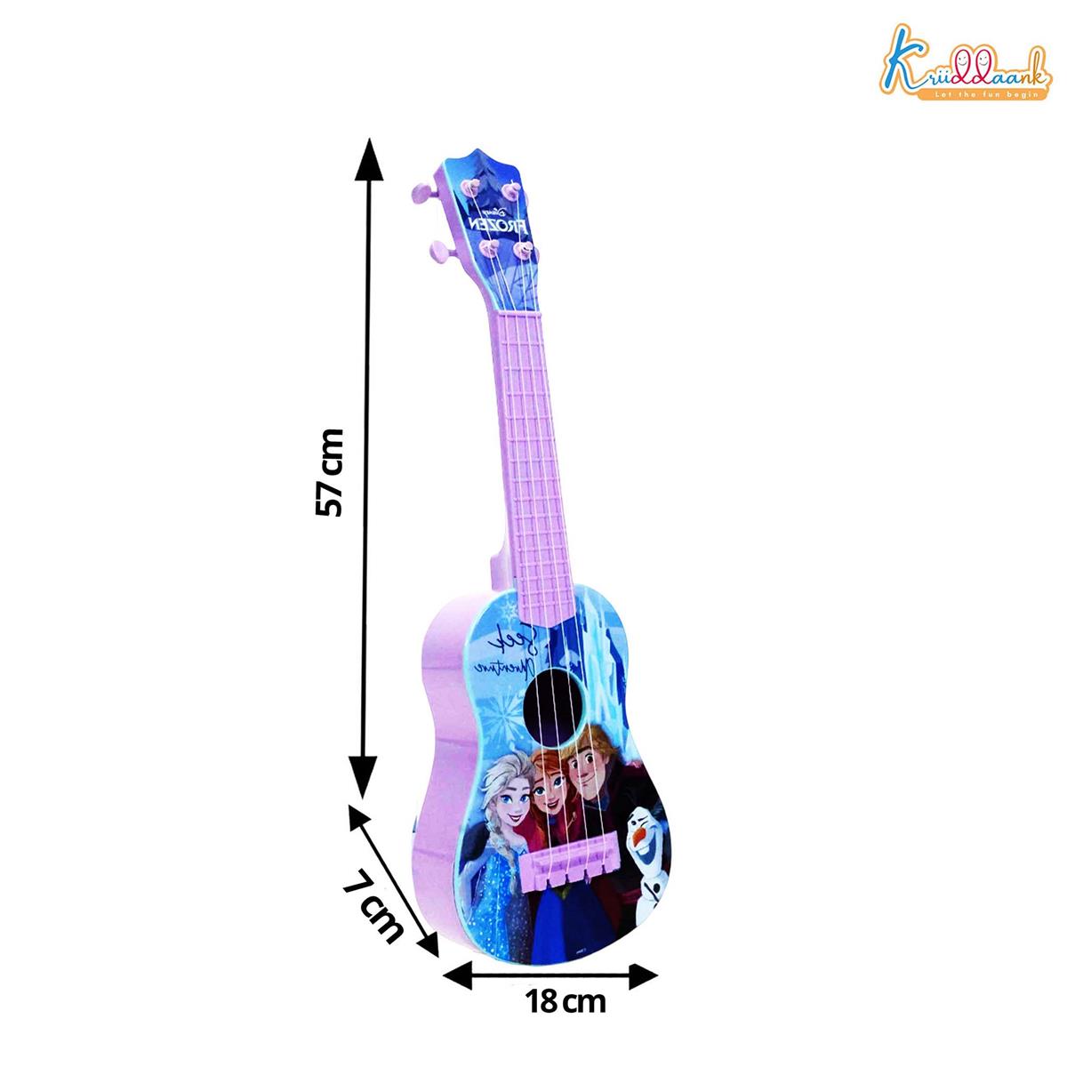 Frozen Elsa & Anna Big Toy Guitar for Girls - 4-String Adjustable Acoustic Musical Instrument with Pick - Lightweight & Portable Educational Toy for Kids Age 3+ Years, Turkish Blue