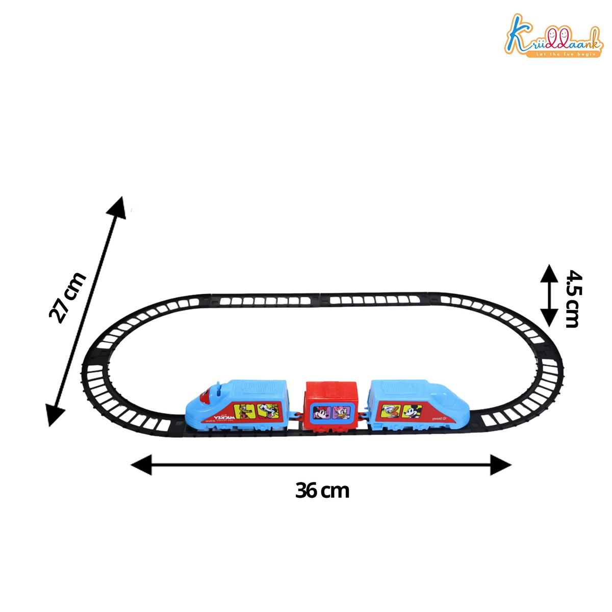 Kriiddaank Mickey Mouse Theme Train Set (11-Piece) - Battery Operated Classic Disney Train with Sound Effects for Kids 3+ - Educational Track Set Toy for Boys and Girls, Easy Assembly