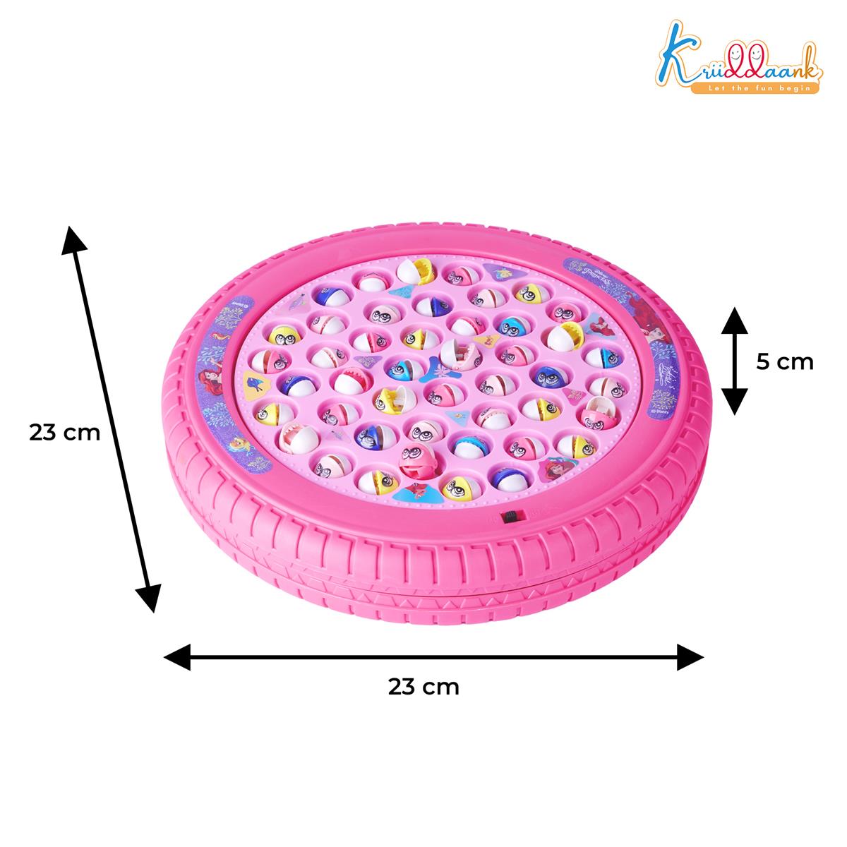 Princess Musical Fishing Game for Kids - Electronic Rotating Board with 45 Fishes & 4 Poles, Pink Ocean Theme Educational Toy, Battery Operated Interactive Fun for Girls & Boys Age 3+