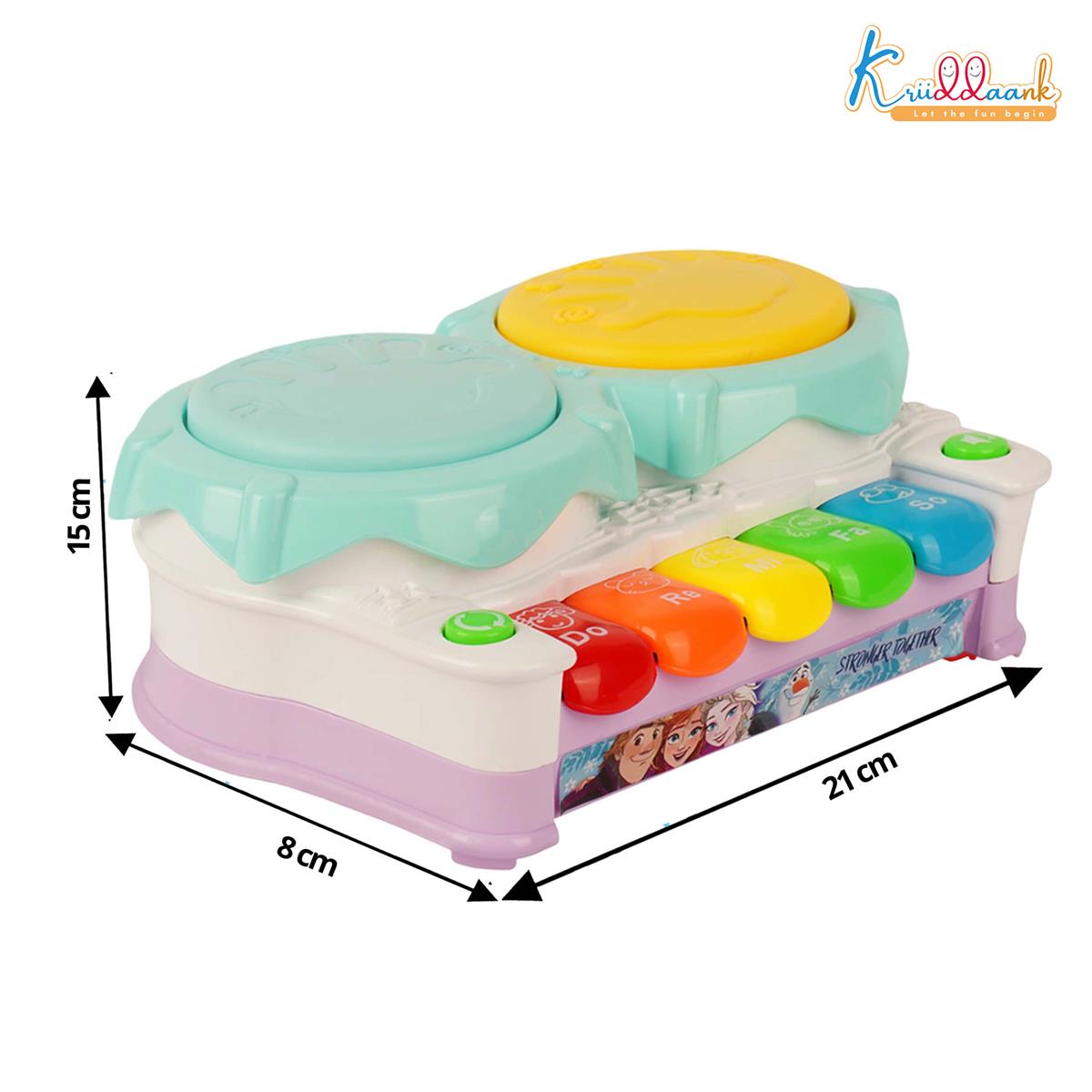 Frozen Theme Piano Drum - Elsa & Anna 2-in-1 Electronic Music Kit for Kids | Interactive Musical Toy with 3D Lights & Sound | Educational Gift for Boys & Girls Ages 3+