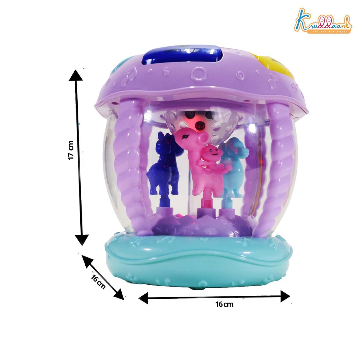 Kriiddaank Rotating Drum Musical Toy for Kids 3+ Years - Interactive Musical Instrument with Nursery Rhymes, Projection Lights, USB Charging, & Motor Skill Development - Multicolor