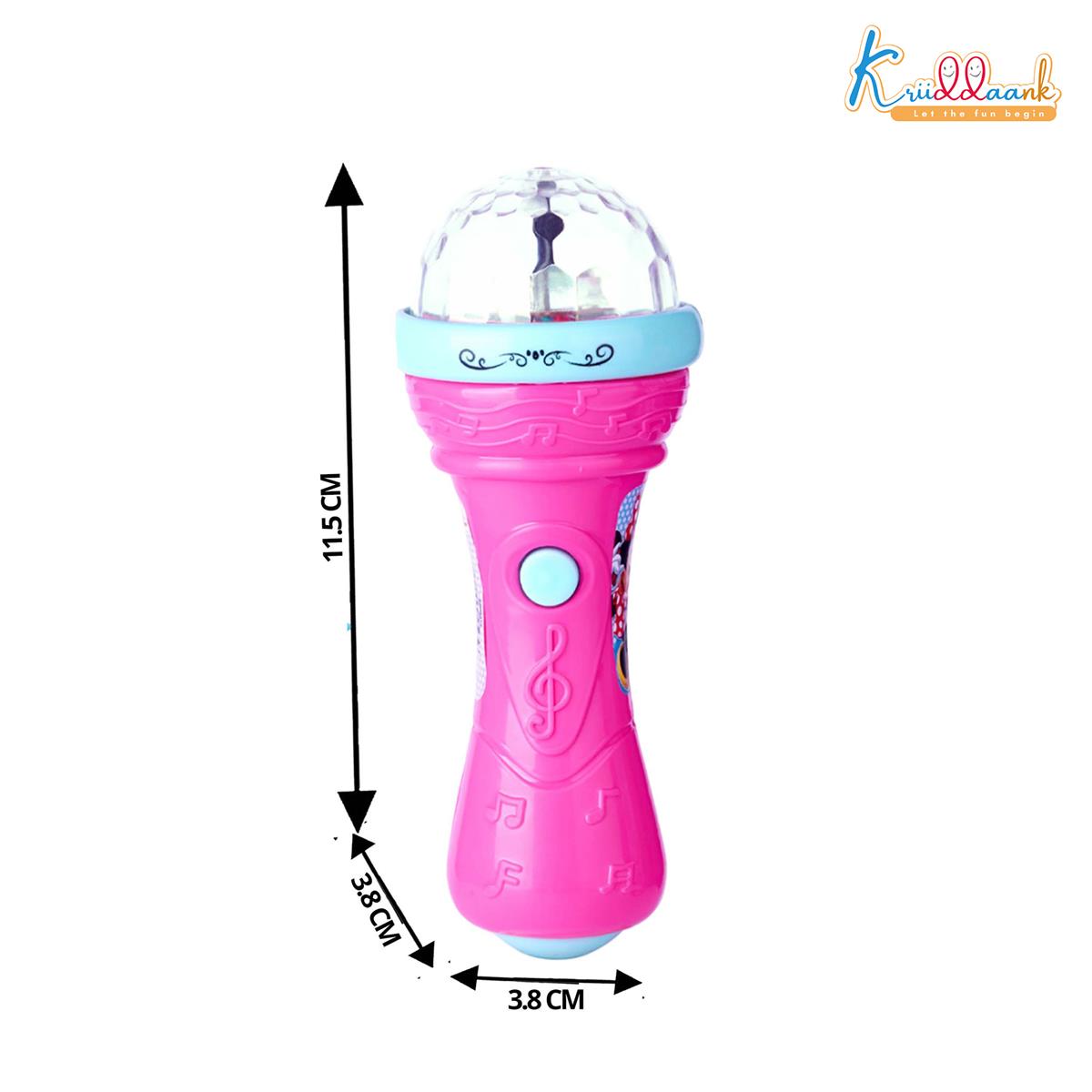 Minnie Mouse Musical Karaoke Microphone Toy for Kids - Fun Singing Instrument with Rotating Disco Projection Lights & Music, Pink Pretend Play Educational Toy for Girls Age 3+ Years