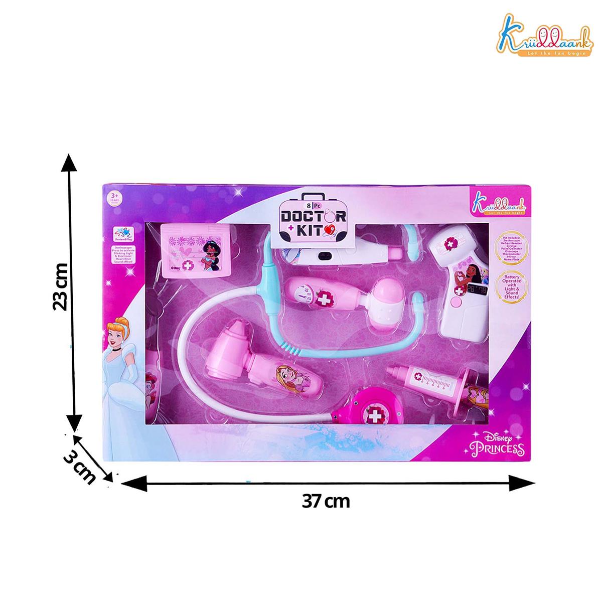 Disney Princess Theme Portable Doctor Set for Girls with Electronic Stethoscope & Realistic Tools | 8-Piece Medical Kit with Lights & Sound Effects | Fun Educational Pretend Play Toy for Kids Age 3+