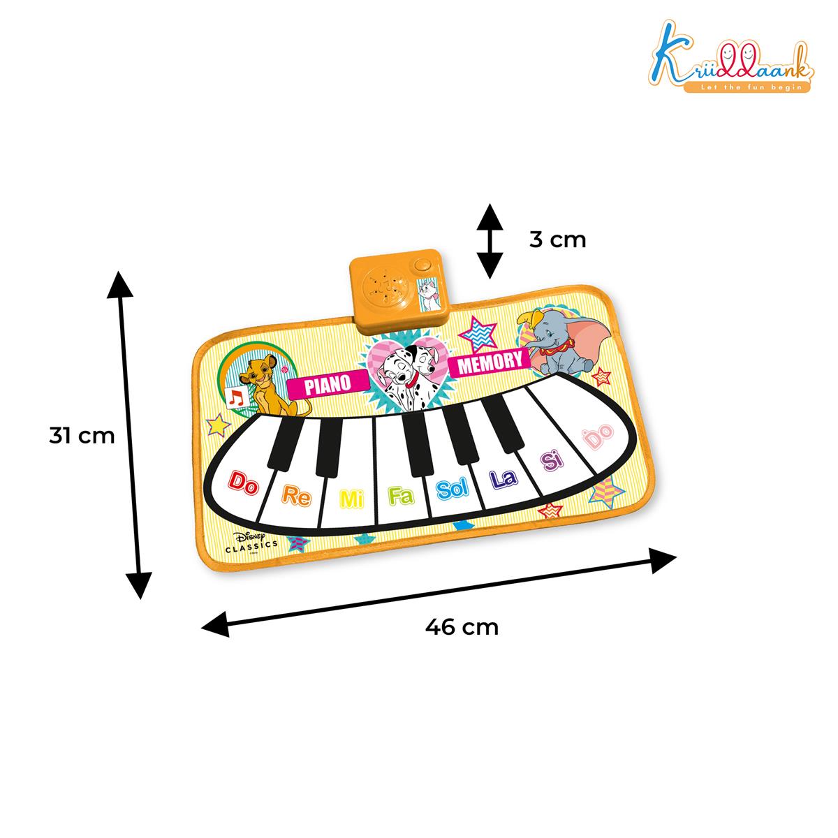 Disney Piano Music Mat - Electronic Floor Keyboard for Toddlers & Kids | Interactive Musical Dance Playmat with 8 Piano Keys & 3 Function Keys | Educational Learning Toy for Boys & Girls 3+ Years