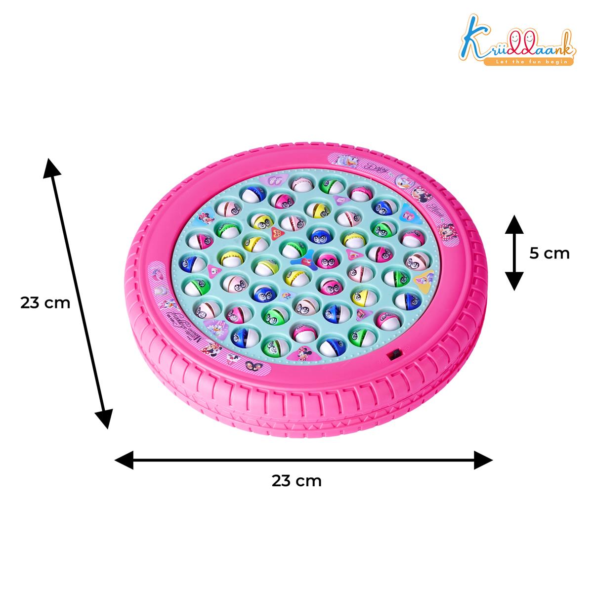 Minnie Musical Fishing Game - Electronic Rotating Board with 45 Fishes & 4 Poles, Ocean Theme Battery Operated Toy, Educational Pink Fishing Game for Kids & Toddlers, Ages 3+