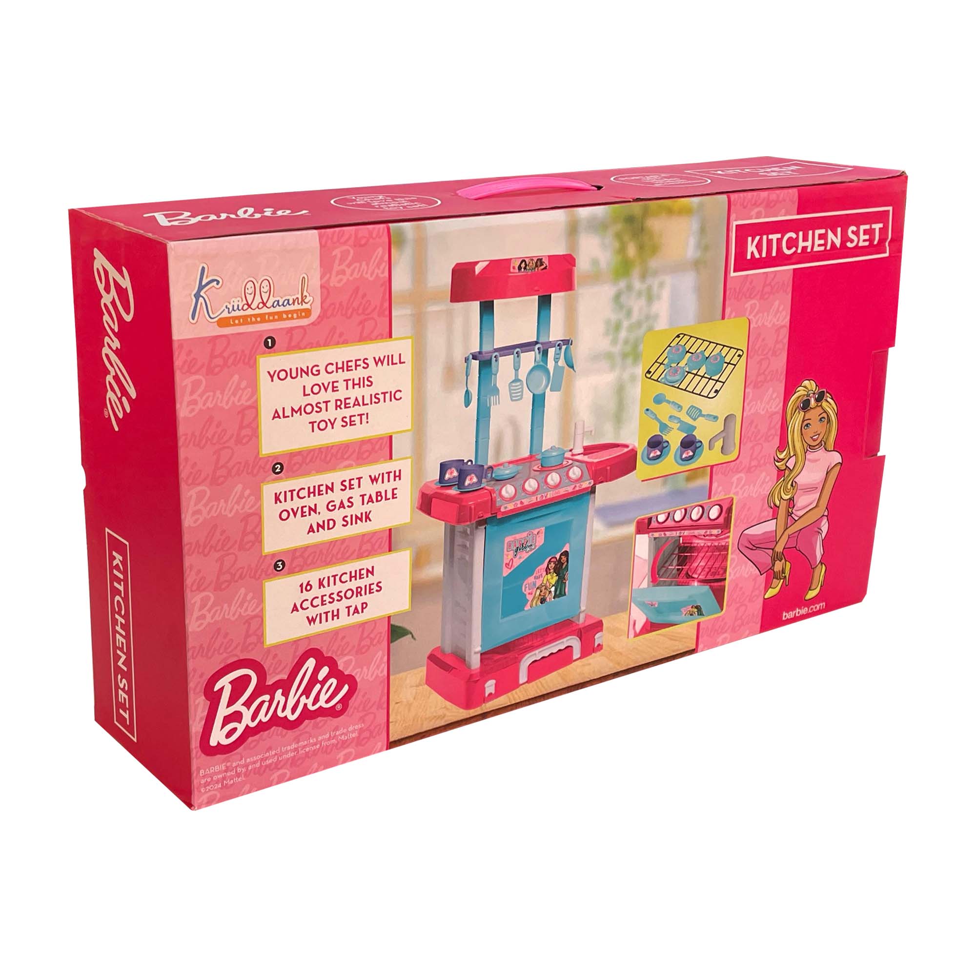 Kriiddaank KitchenSet-BarbieThemeByMattelBarbie Cooking Set for KidsBarbie Theme Cooking PlaysetBarbie Chef Play SetBarbie Kitchen Playset with AccessoriesInteractive Barbie Cooking Play Kit