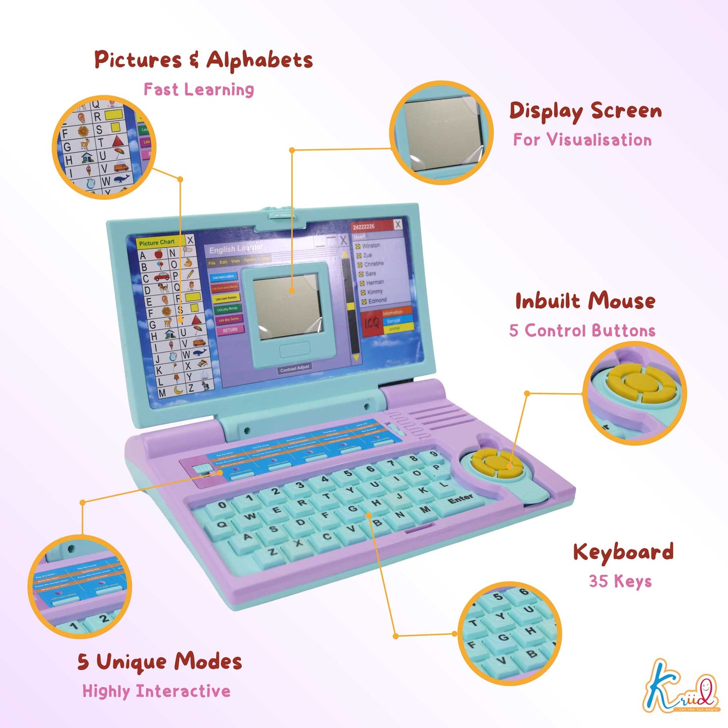 Kriiddaank  English Learning Laptop - FrozenDisney Frozen educational laptopFrozen-themed English learning toyFrozen language learning toy with Elsa and AnnaElsa and Anna toysElsa and Anna interactive toys