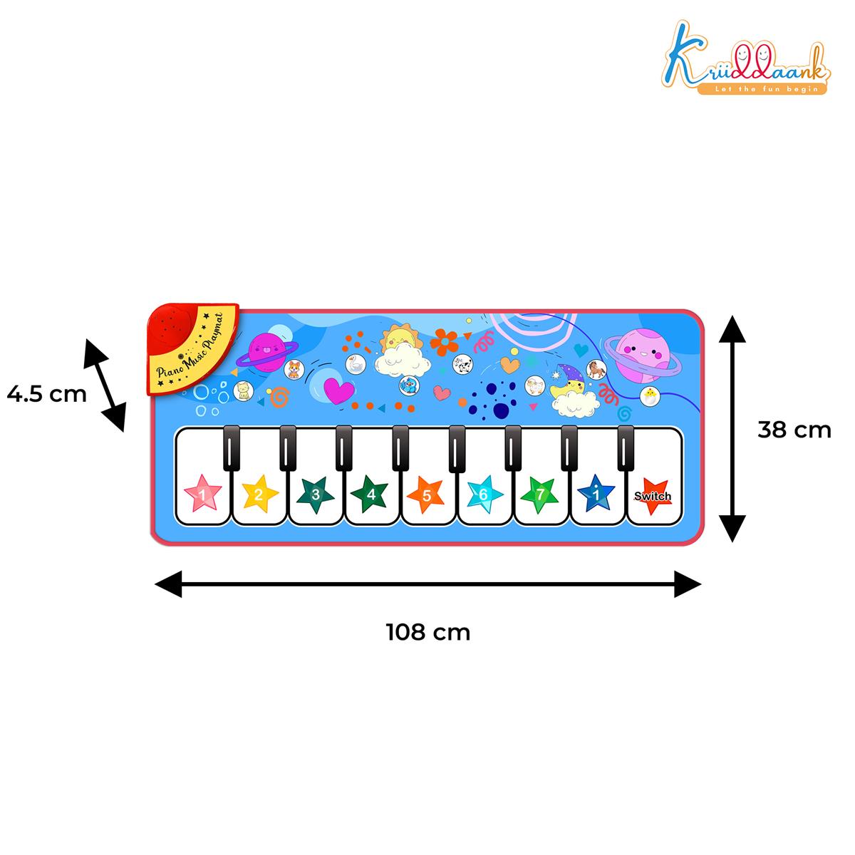 Kriiddaank Piano Music Play Mat for Kids - Interactive Musical Learning & Sensory Development Floor Mat Toy - 8 Piano Keys & 3 Function Keys - Battery Operated Educational Gift for Boys & Girls 3+