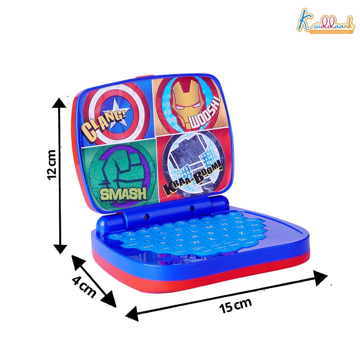 Avengers Theme Educational Laptop Without Screen for Kids | Interactive Music, Alphabet & Number Learning Toy for 3+ Year Olds | Screen-Free, Safe & Durable Early Learning Toy (Red)