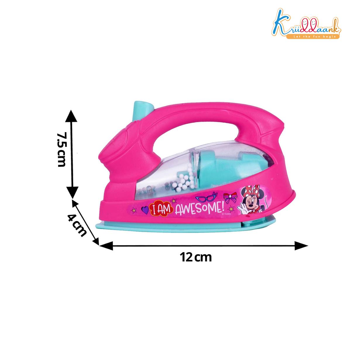 Kriiddaank Minnie Mouse Theme Press Iron Toy for Kids with Interactive Lights & Moving Beads, Fun Educational Pretend Play Household Toy for Toddlers & Girls 3+ Years (Pink)