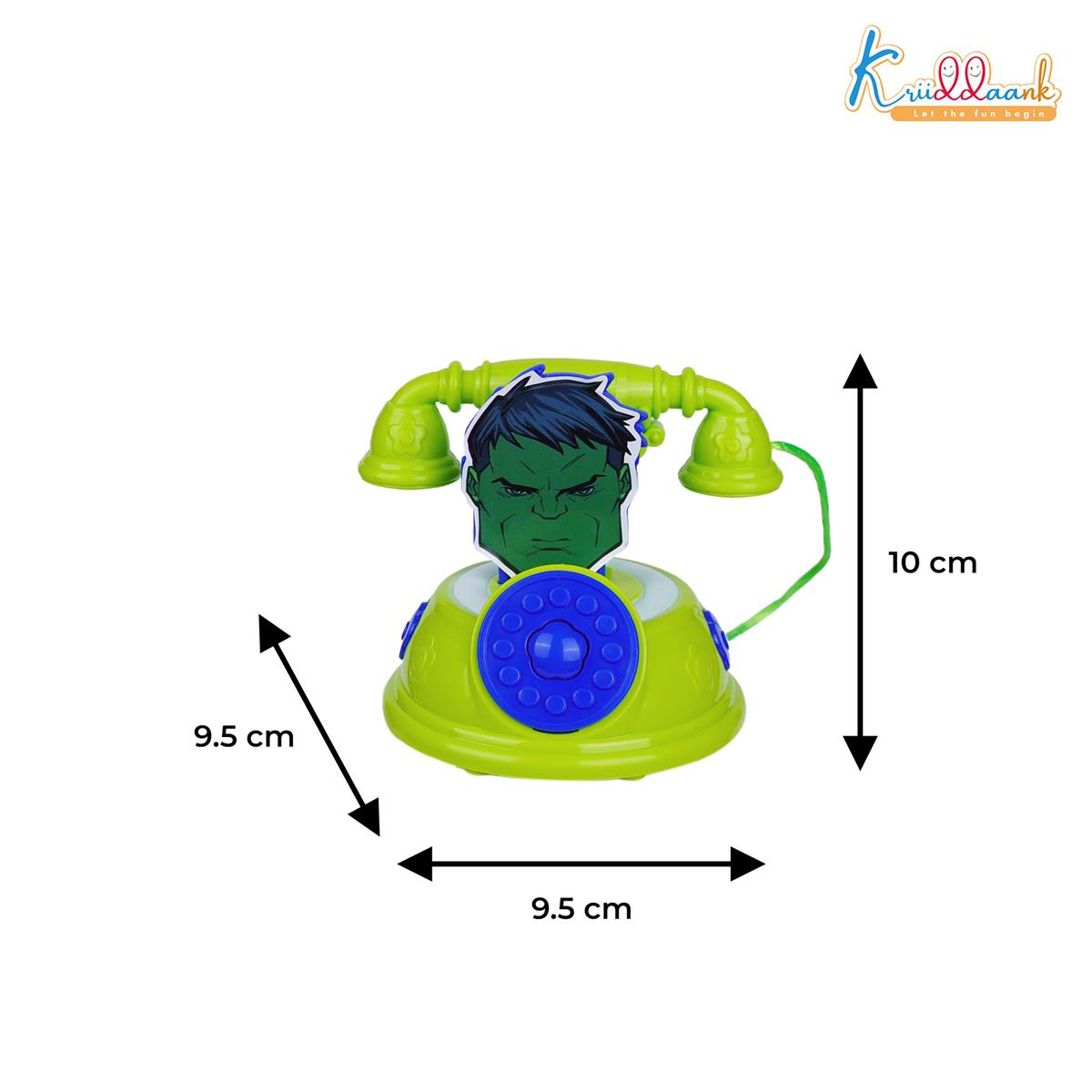 Marvel Hulk Theme Toy Telephone for Kids - Superhero Play Phone with Sound Effects & Music | Interactive Educational Learning Toy for Toddlers 3+ Years Old | Safe & Durable Marvel Avengers Gift