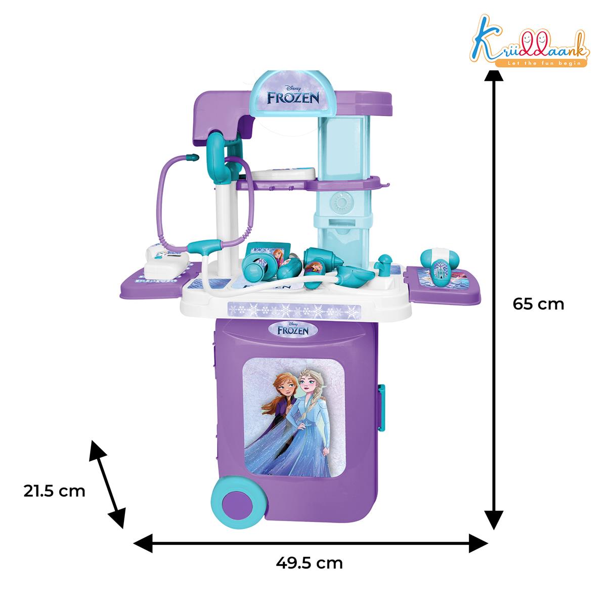 Kriiddaank Frozen Theme Doctor Set for Kids - Elsa & Anna Portable Medical Trolley Playset with Lights - Educational First Aid Kit Toy for Girls 3+ Years - Perfect Birthday Gift, Turkish Blue