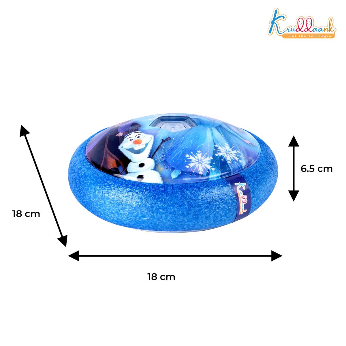 Frozen Theme Hover Football - LED Light Up Air Soccer Ball with Soft Foam Bumpers - Disney Elsa & Anna Indoor Sports Toy for Kids Boys & Girls, Glides on Smooth Surfaces, Safe Active Play