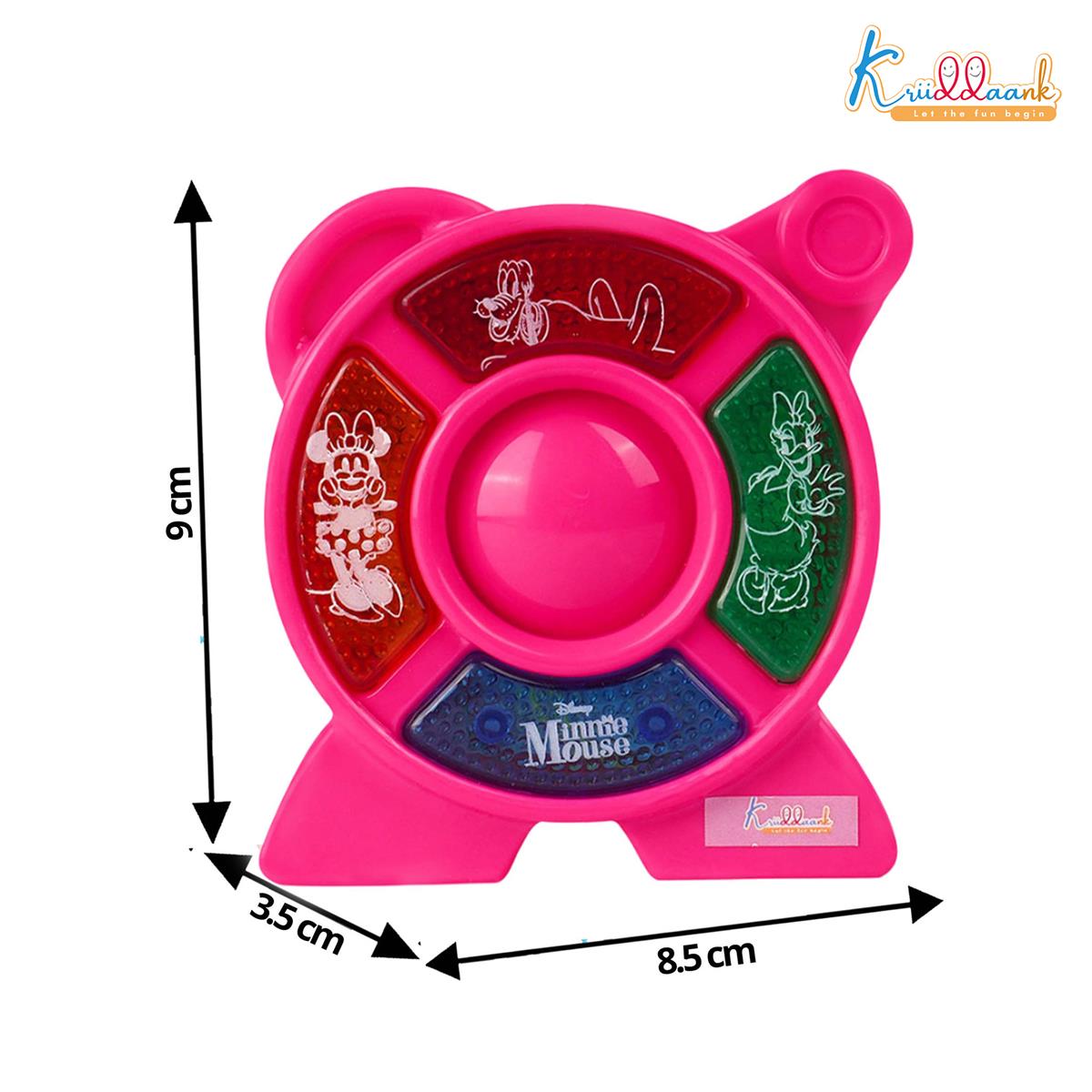 Minnie Mouse Theme Music Set - Clubhouse Musical Toy for Toddlers & Kids with 4 Animal Sounds & 4 Musical Tones, Interactive Educational Learning Toy, Battery Operated Pocket-Sized Music Kit, Pink