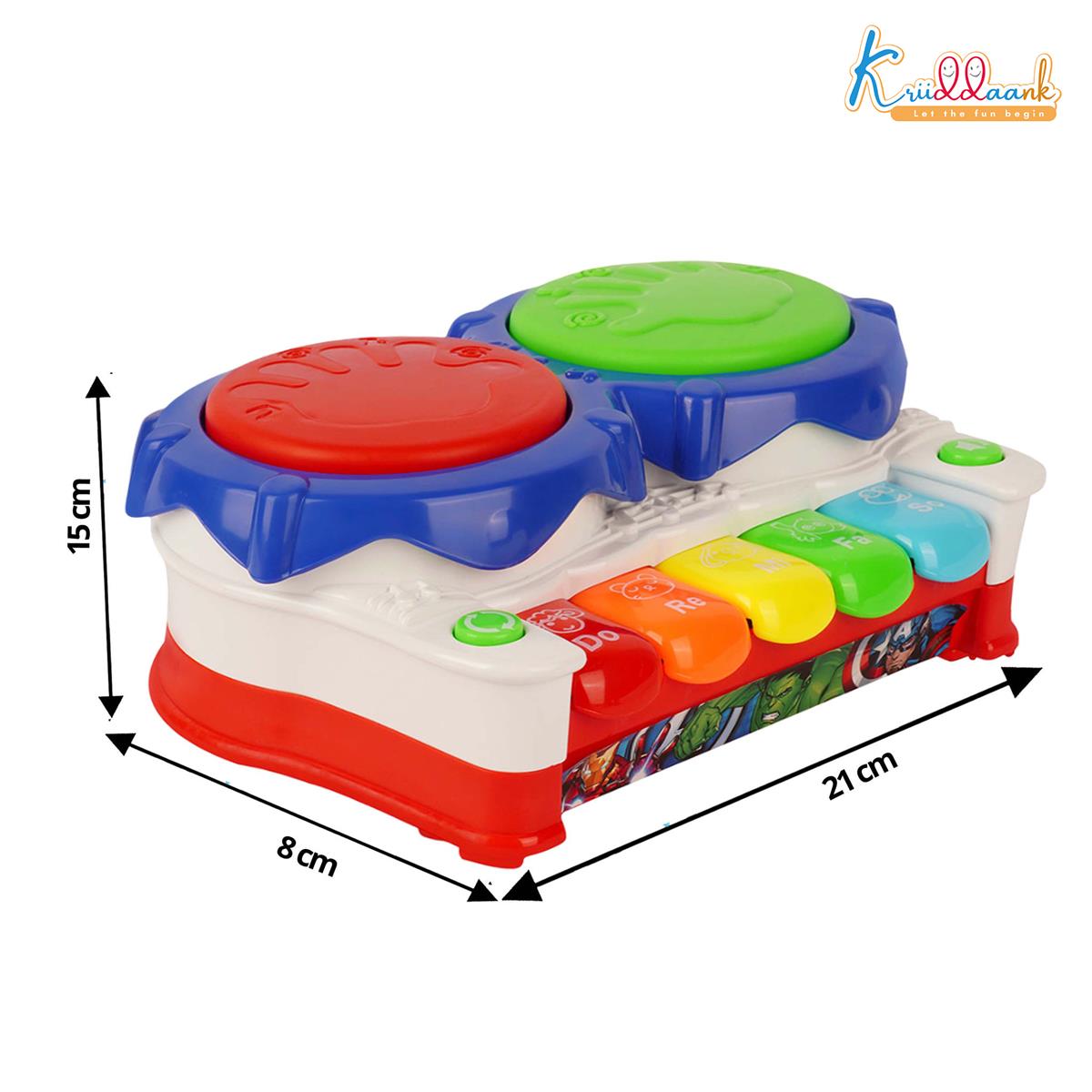 Marvel Avengers 2-in-1 Piano Drum Musical Toy for Kids | Interactive Electric Instrument with 3D Lights & Music | Educational Birthday Gift for Boys & Girls 3+ Years | Durable & Safe Play