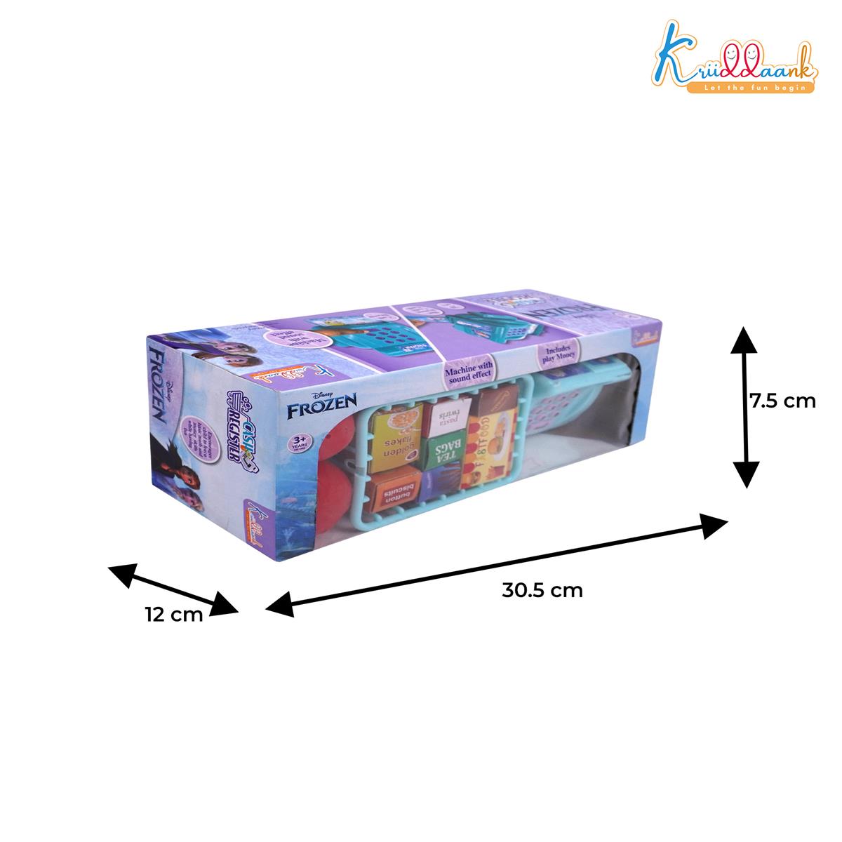 Disney Frozen Cash Register for Kids - 29 Pcs Pretend Play Set with Credit Card Scanner, Music & Sound Effects - Educational Math & Money Learning Toy for Girls & Boys 3+ Years - Turkish Blue