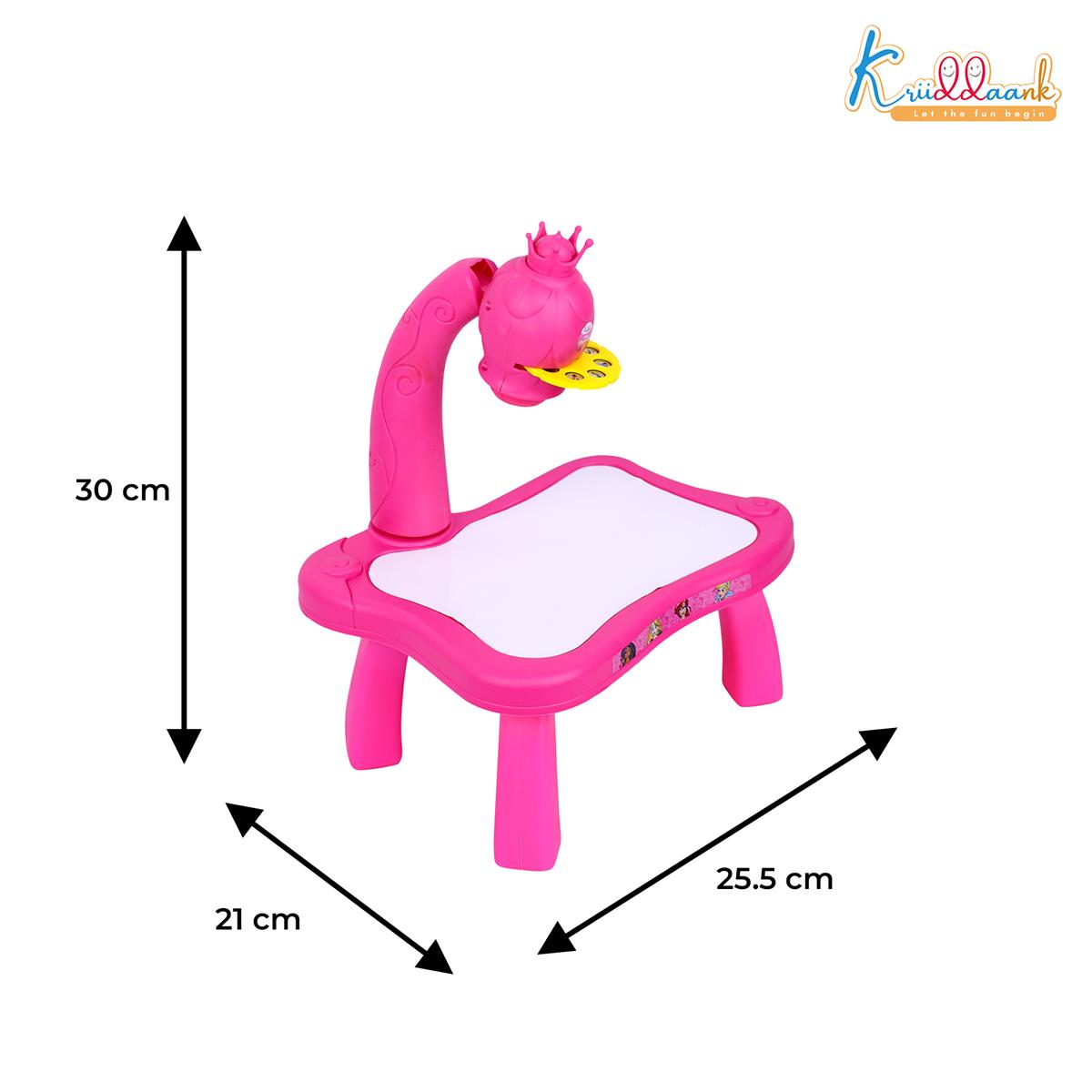 Kriiddaank Disney Princess Tracing Projector for Kids - Drawing Set with 24 Patterns, Stencils & Markers - Creative Art Toy for Girls 3+ Years, Adjustable Focus, Pink Battery Operated Drawing Desk