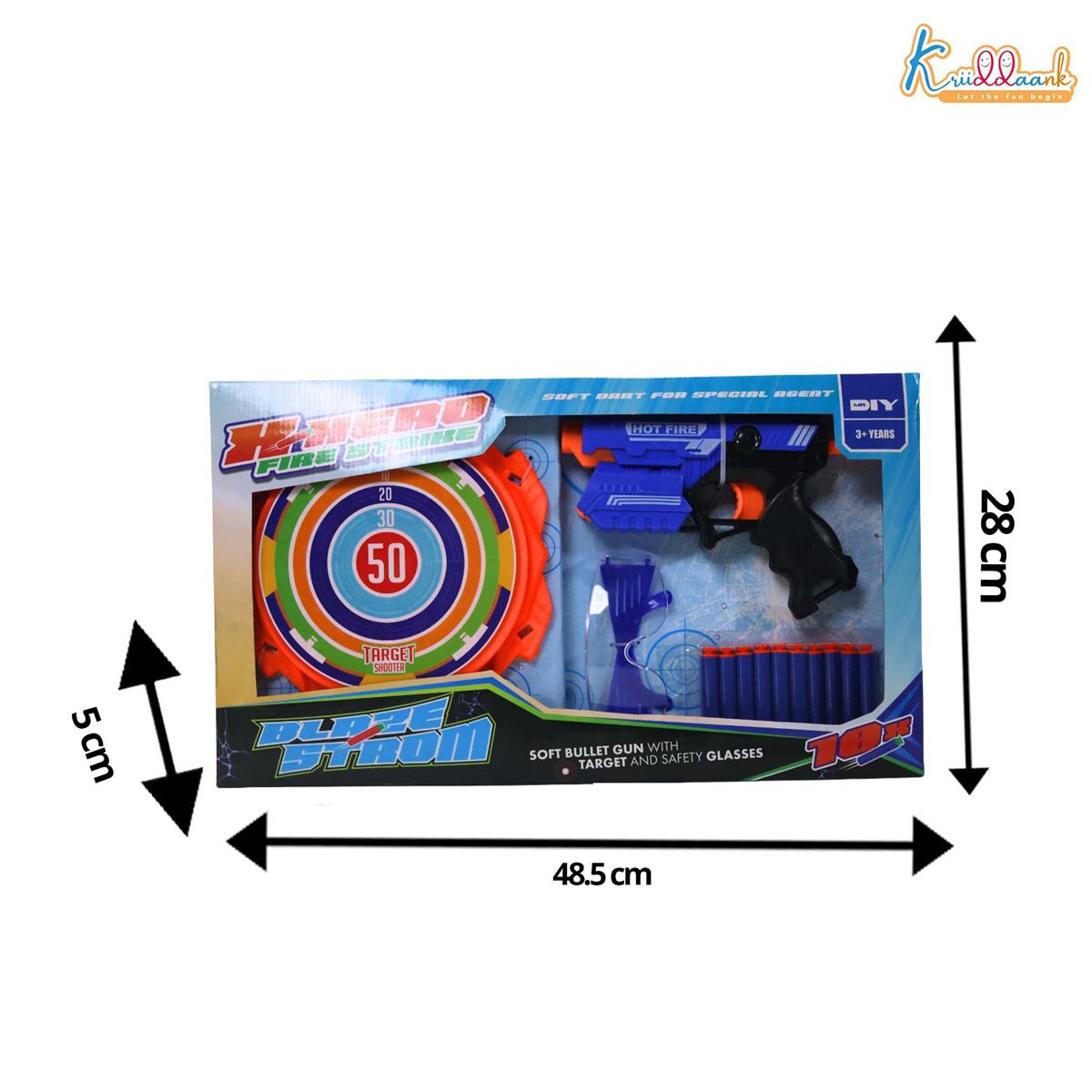 Kriiddaank X Hero Soft Bullet Blaster Gun Toy for Kids with 10 Foam Darts, Target Board, and Safety Glasses | Long Range Single-Shot Shooting Playset | Ideal Gift for Boys & Girls 3+ Years