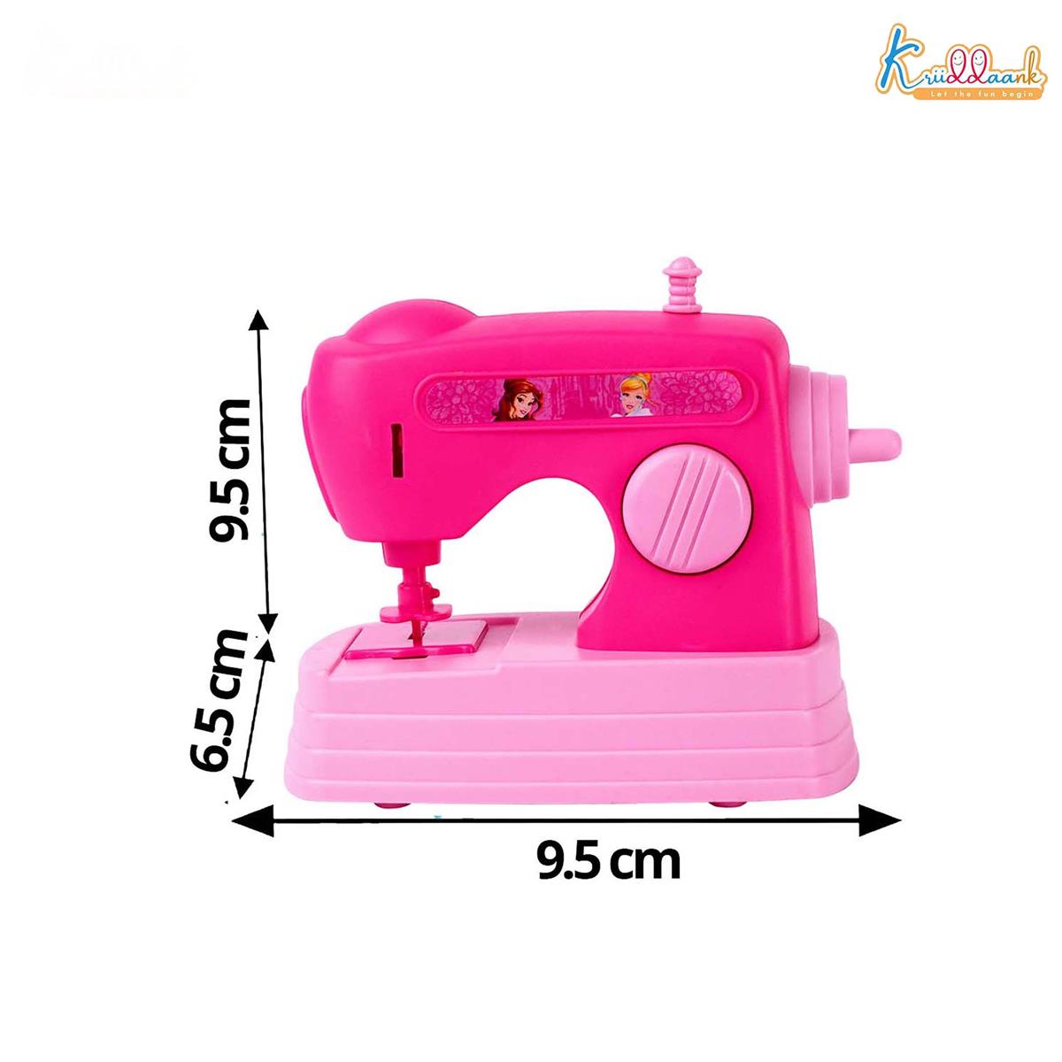 Kriiddaank Disney Princess Theme Sewing Machine Toy for Kids, Battery Operated Educational Pretend Play Household Toy with Interactive Buttons, Pink, Age 3+ Years
